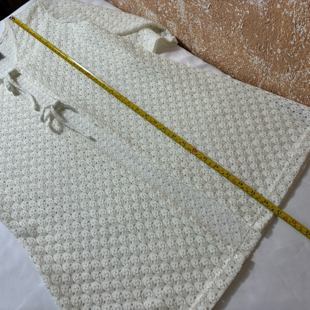 Anne Cole Crochet Swimsuit Cover Bathing Suit Overlay Front Tie White Size Small - Picture 9 of 9